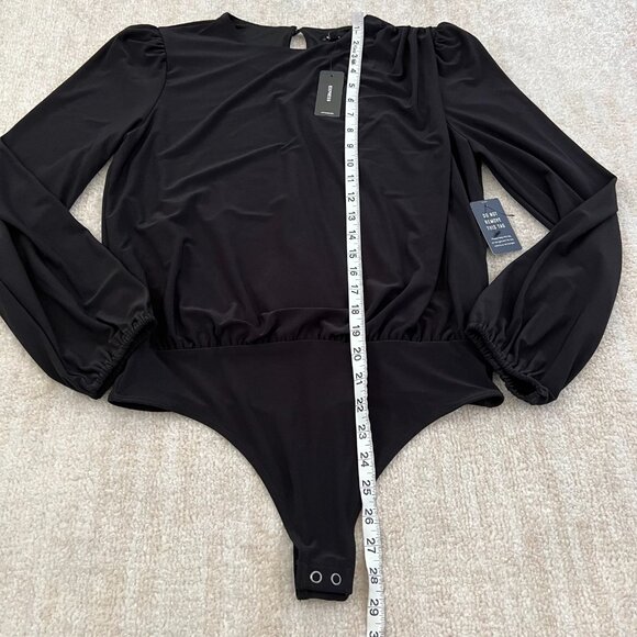 NWT Express Long Sleeve Bodysuit Blouse Top in Black M - Picture 5 of 10